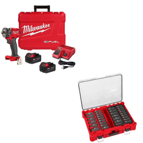 Milwaukee 2855P-22R M18 FUEL Impact Wrench Kit W/ FREE 49-66-6806 Socket Set