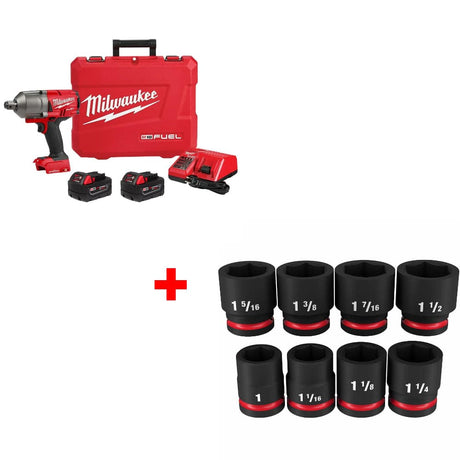 Milwaukee 2864-22R M18 FUEL Impact Wrench Kit w/ FREE 49-66-7017 8PC Socket Set