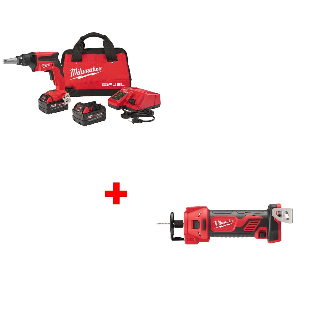 Milwaukee 2866-22 M18 Drywall Screw Gun Kit w/ FREE 2627-20 Cut Out Tool, Bare