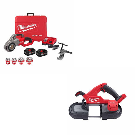 Milwaukee 2870-22 Compact Pipe Threading Kit W/ FREE 2829-20 M18 FUEL Band Saw