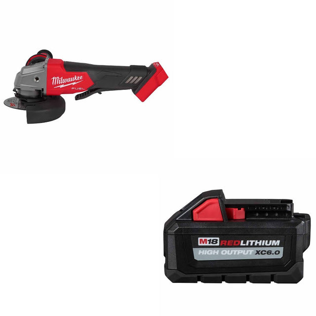 Milwaukee 2880-20 M18 FUEL 4-1/2"/5" Grinder W/ 48-11-1865 M18 XC6 Battery Pack