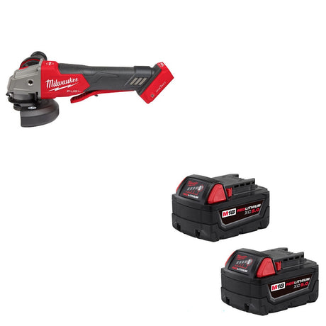 Milwaukee 2882-20 M18 FUEL 4-1/2"/5" Grinder W/ 48-11-1852 M18 XC5 Battery, 2Pk