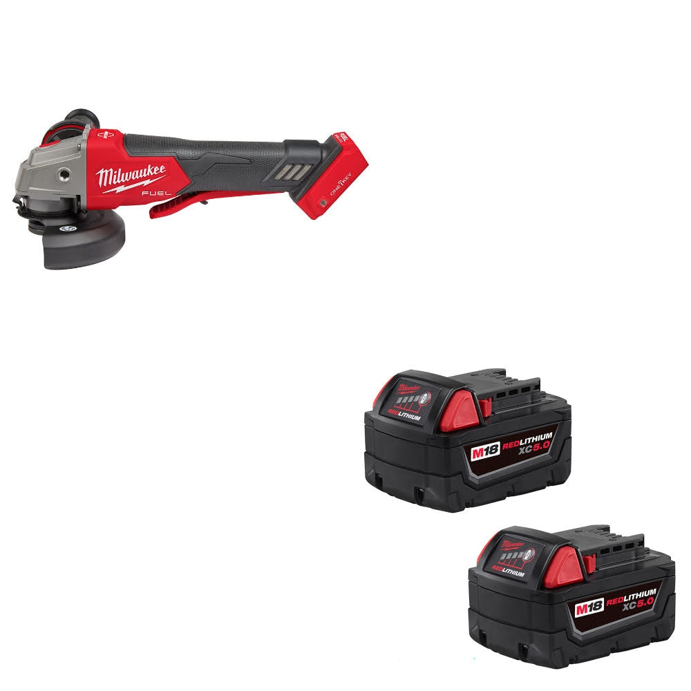 Milwaukee 2882-20 M18 FUEL 4-1/2"/5" Grinder W/ 48-11-1852 M18 XC5 Battery, 2Pk