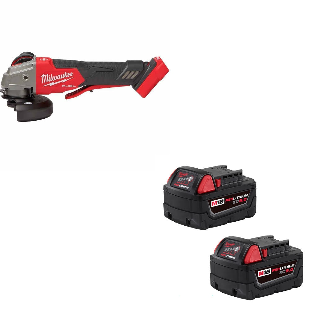 Milwaukee 2888-20 M18 FUEL 4-1/2"/5" Grinder W/ 48-11-1852 M18 XC5 Battery, 2Pk