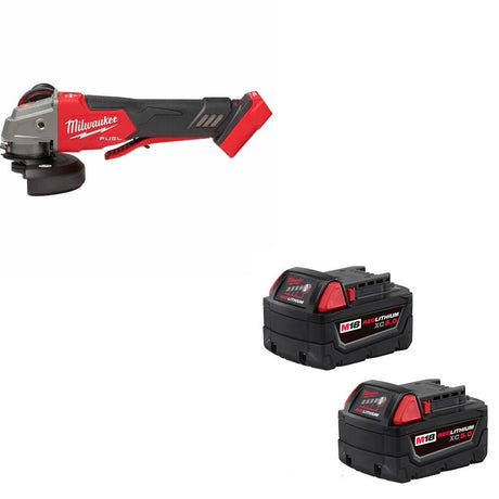 Milwaukee 2888-20 M18 FUEL 4-1/2"/5" Grinder W/ 48-11-1852 M18 XC5 Battery, 2Pk