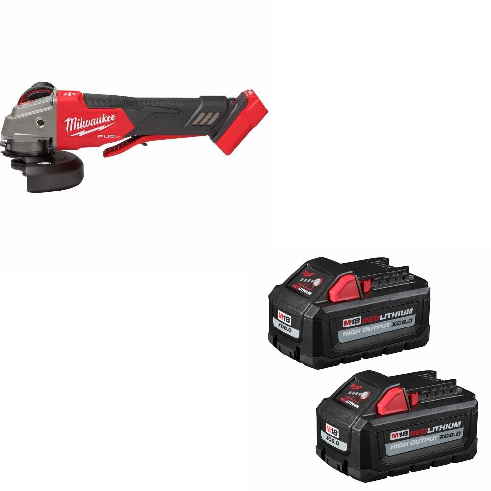 Milwaukee 2888-20 M18 FUEL 4-1/2"/5" Grinder W/ 48-11-1862 M18 XC6 Battery, 2Pk