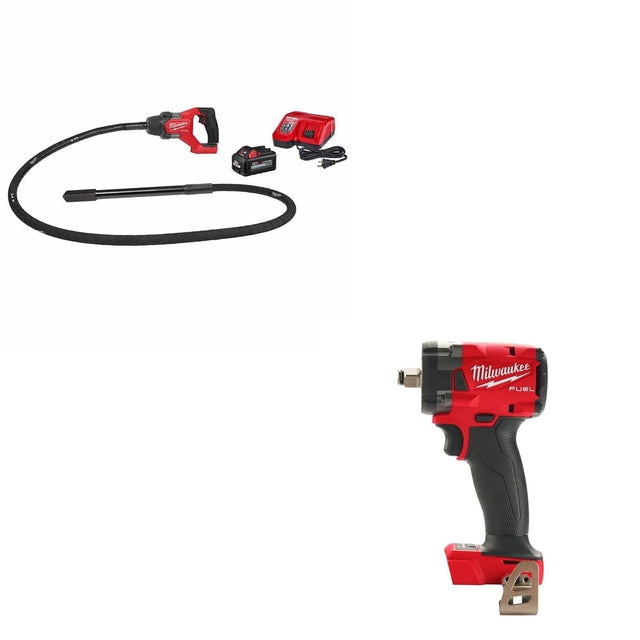 Milwaukee 2911-21 M18 FUEL 8' Concrete Pencil Vibrator W/ FREE 2855-20 Impact Wrench