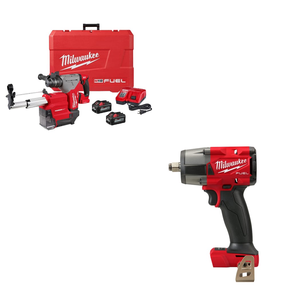 Milwaukee 2915-22DE M18 FUEL Rotary Hammer Kit w/ FREE 2962-20 M18 Impact Wrench