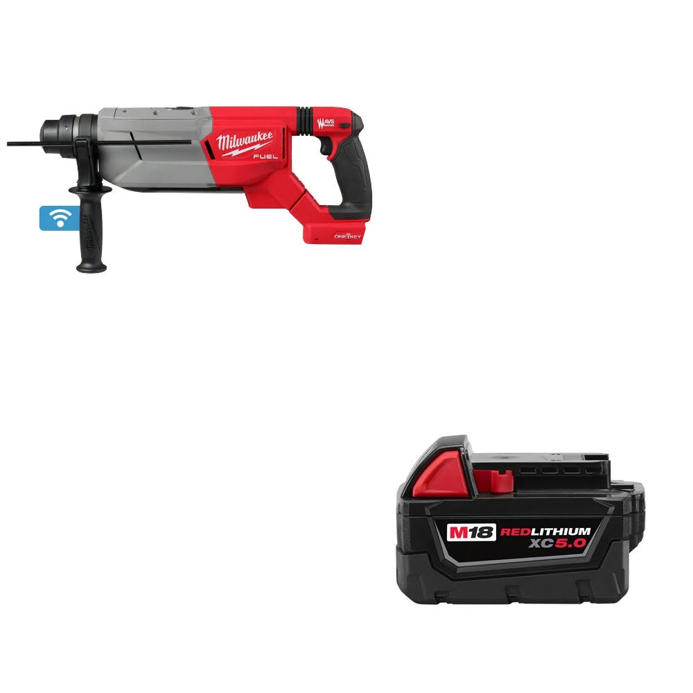 Milwaukee 2916-20 M18 FUEL 1-1/4" Rotary Hammer W/ 48-11-1850 M18 Battery Pack