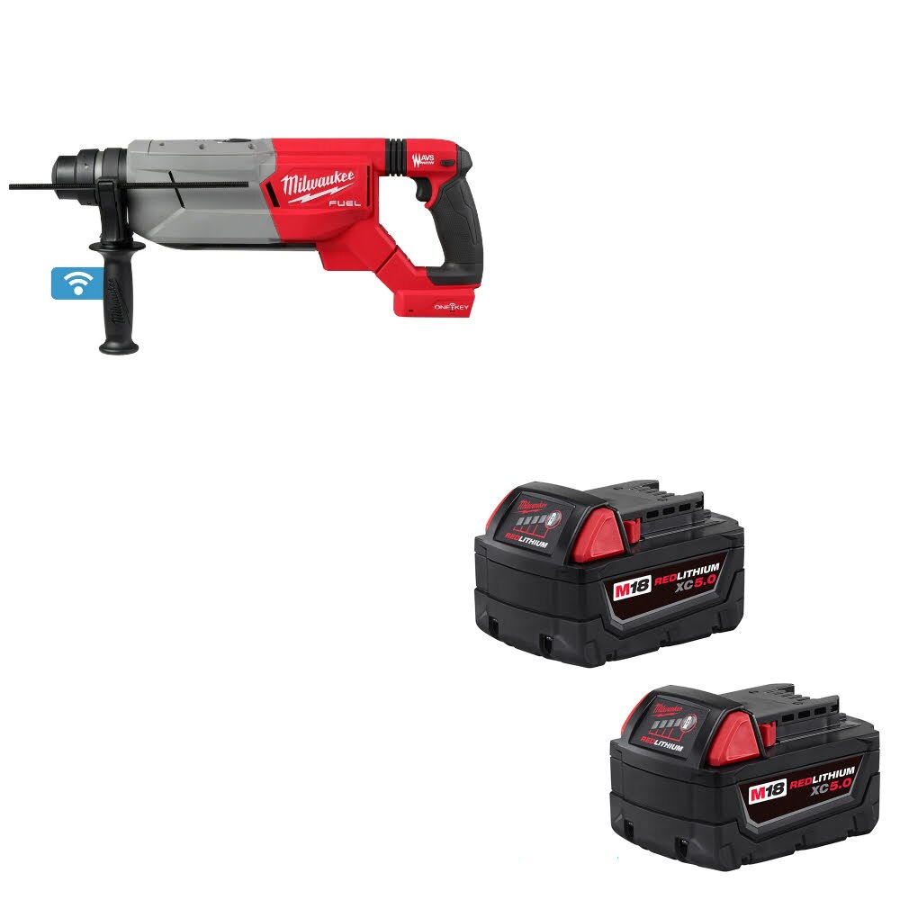 Milwaukee 2916-20 M18 FUEL Rotary Hammer W/ 48-11-1852 M18 XC5 Battery, 2 Pack