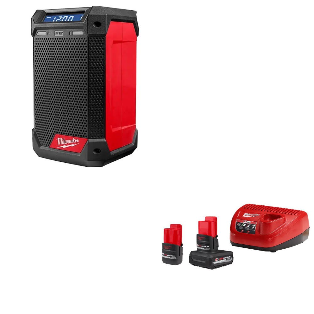 Milwaukee 2951-20 M12™ Radio + Charger W/ 48-59-2452S M12 2-Battery Starter Kit
