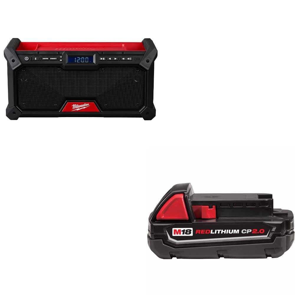 Milwaukee 2952-20 M18 Bluetooth Jobsite Radio W/ 48-11-1820 M18 2.0 Battery Pack