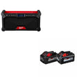 Milwaukee 2952-20 M18 Jobsite Radio W/ 48-11-1868 M18 18V 8Ah/6Ah Battery, 2Pk