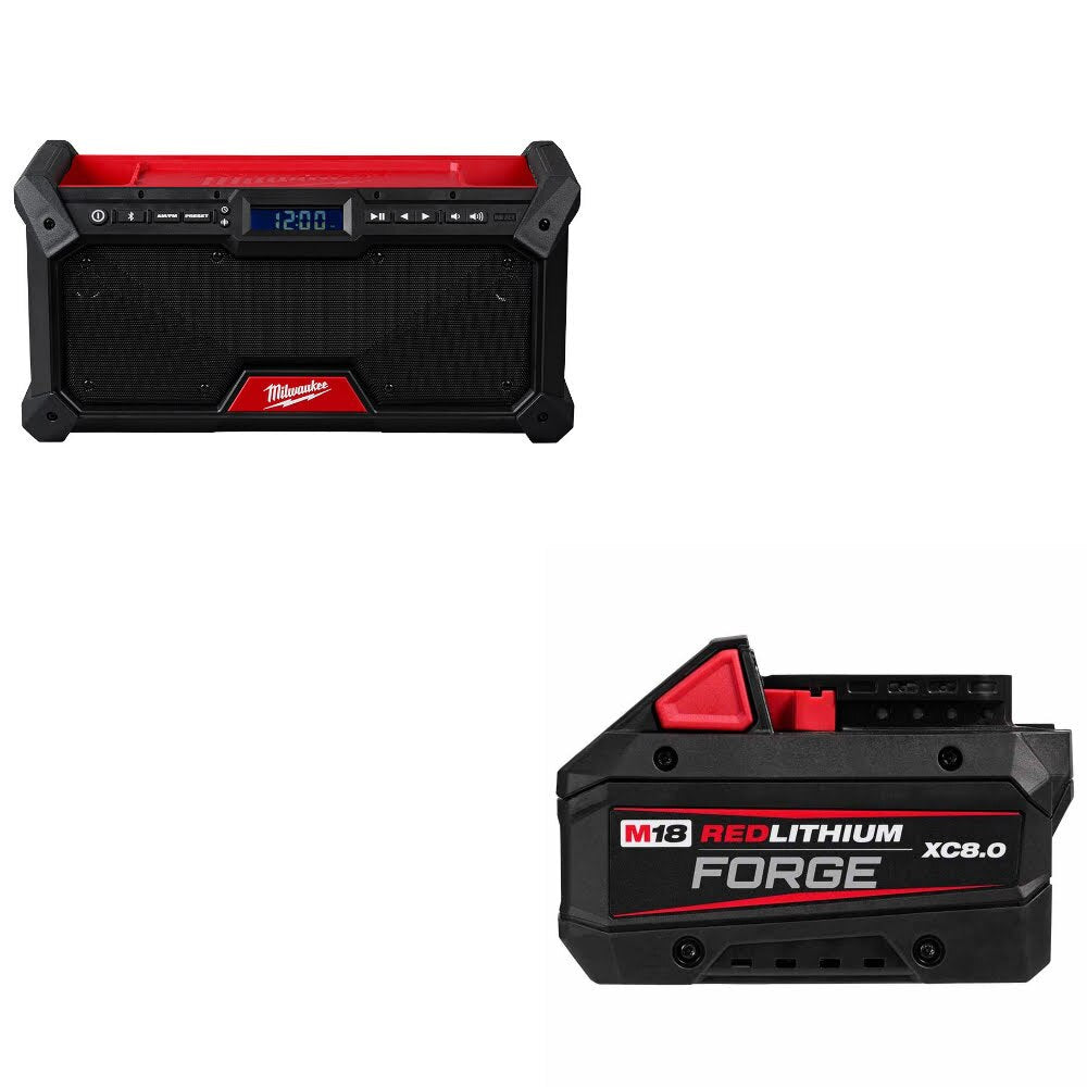 Milwaukee 2952-20 M18 Jobsite Radio W/ 48-11-1881 M18 XC8.0 Battery Pack