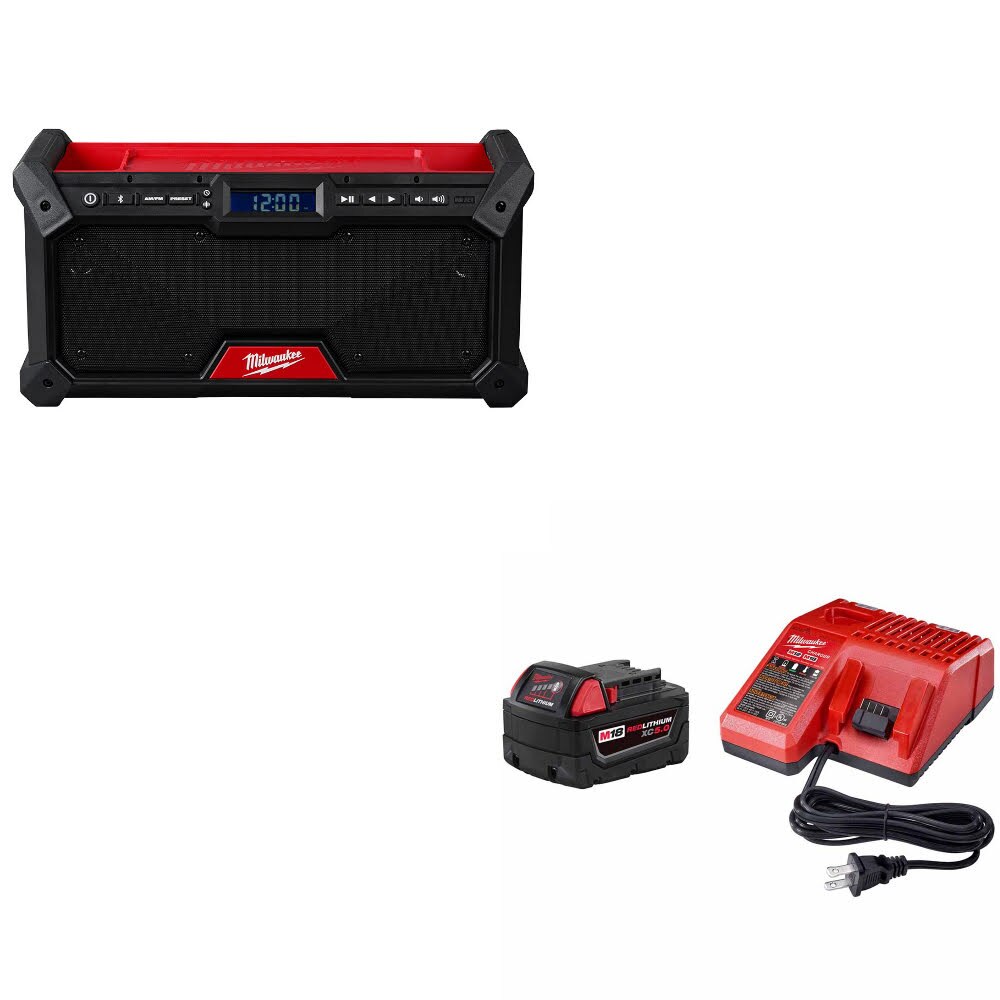 Milwaukee 2952-20 M18 Jobsite Radio W/ 48-59-1850 M18 XC5.0 Starter Kit