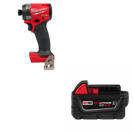Milwaukee 2953-20 M18 FUEL 1/4" Impact Driver W/ 48-11-1850R M18 XC5.0 Battery