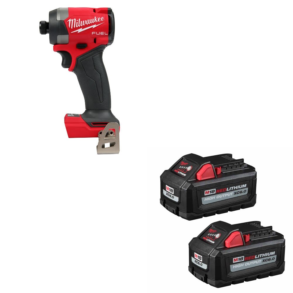 Milwaukee 2953-20 M18 FUEL 1/4" Impact Driver W/ 48-11-1862 M18 XC6 Battery, 2Pk