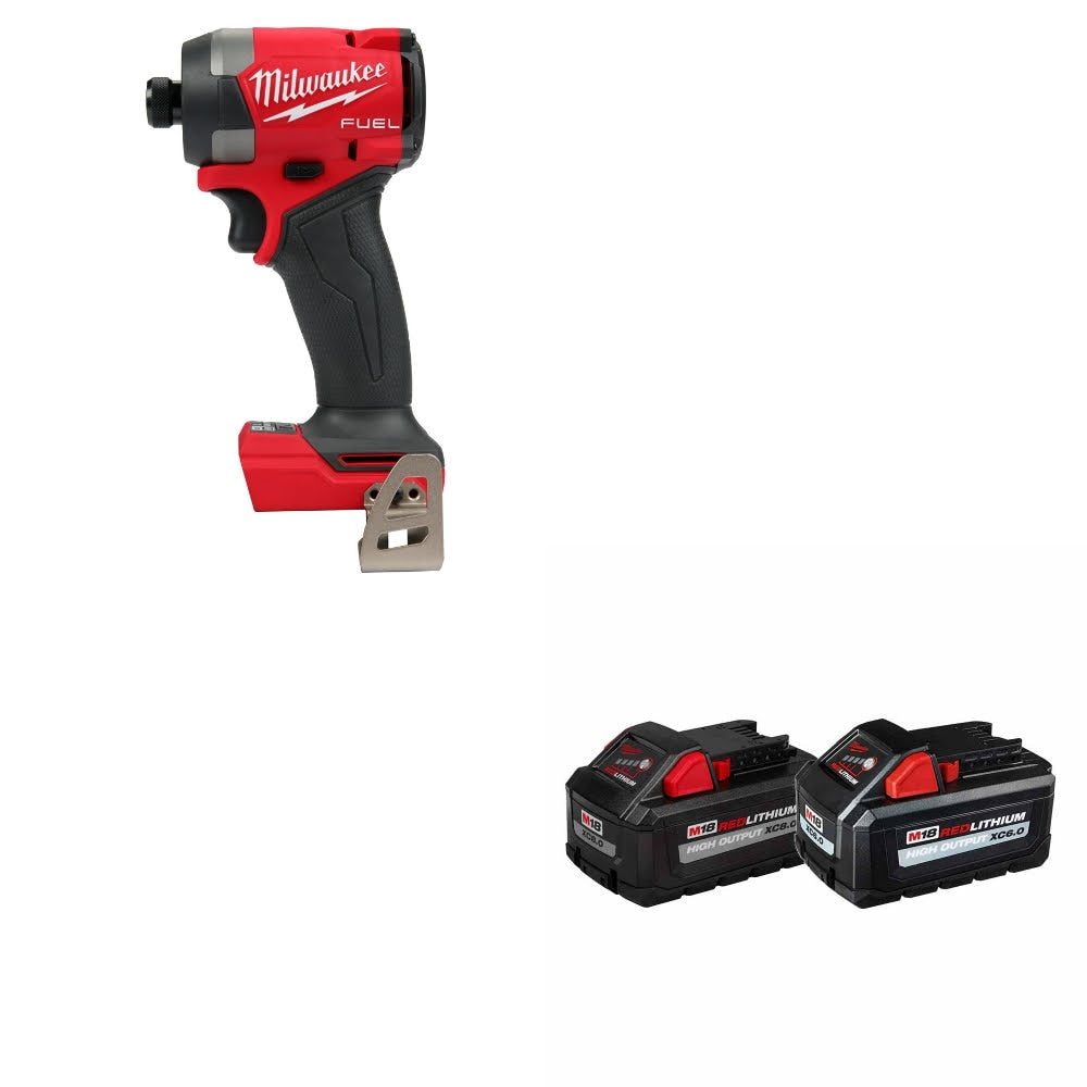 Milwaukee 2953-20 M18 FUEL 1/4" Impact Driver W/ 48-11-1868 M18 18V Battery, 2Pk
