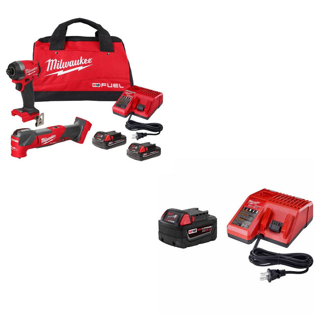 Milwaukee 2953-22MT M18 FUEL 2-Tool Combo Kit W/ 48-59-1850 M18 XC5 Starter Kit