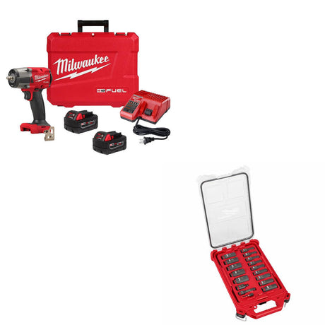 Milwaukee 2960-22R M18 FUEL Impact Wrench Kit W/ FREE 49-66-6800 17Pc Socket Set