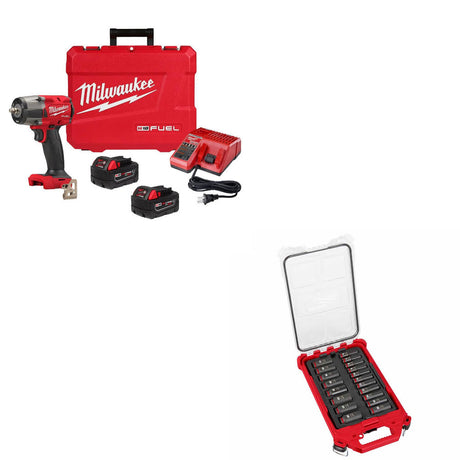 Milwaukee 2960-22R M18 FUEL Impact Wrench Kit W/ FREE 49-66-6801 19Pc Socket Set