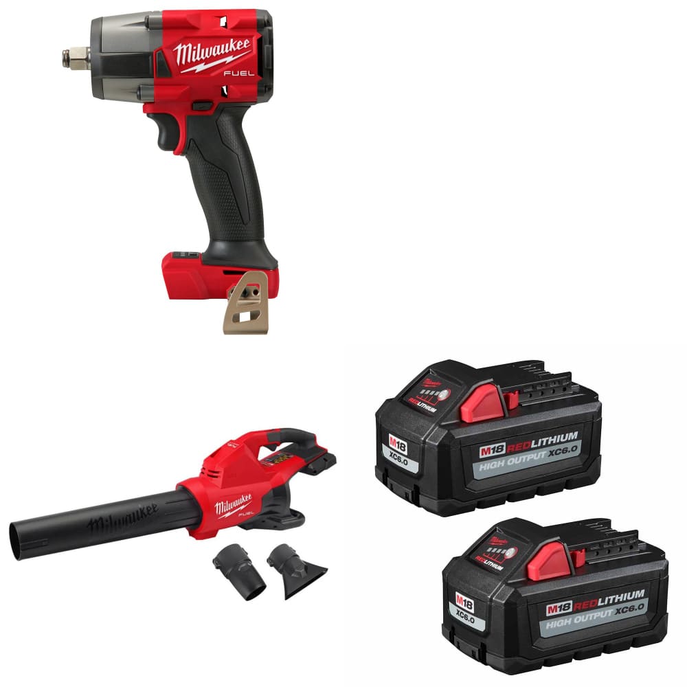 Milwaukee 2962-20 M18 FUEL Impact Wrench W/ 2824-20 Blower & FREE Battery-2Pk