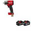 Milwaukee 2962-20 M18 FUEL 1/2" Impact Wrench W/ 48-11-1868 M18 18V Battery, 2Pk