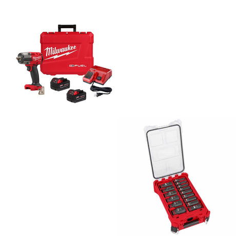 Milwaukee 2962P-22R M18 Impact Wrench Kit W/ FREE 49-66-6802 15Pc Socket Set