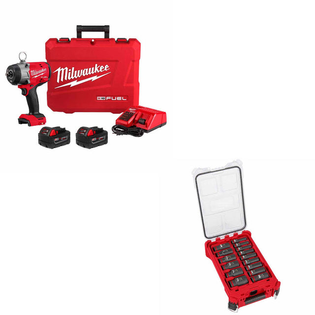 Milwaukee 2966-22 M18 FUEL Impact Wrench Kit W/ FREE 49-66-6802 15Pc Socket Set