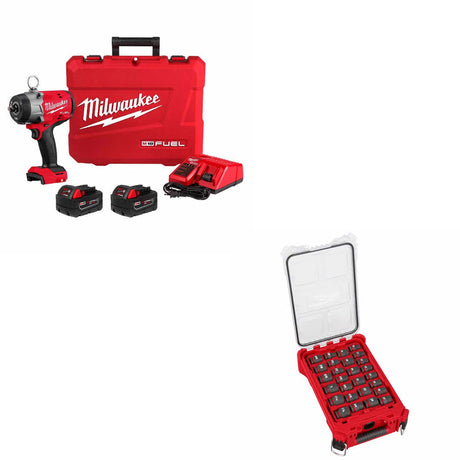 Milwaukee 2966-22 M18 FUEL Impact Wrench Kit W/ FREE 49-66-6804 27Pc Socket Set