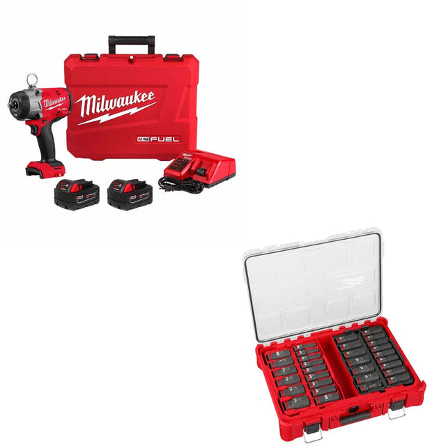 Milwaukee 2966-22 M18 FUEL Impact Wrench Kit W/ FREE 49-66-6806 31Pc Socket Set