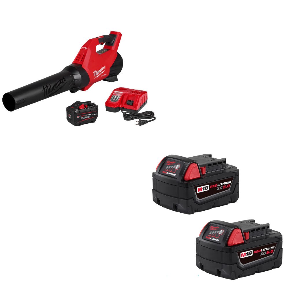 Milwaukee 3017-21HD M18 FUEL Blower Kit W/ 48-11-1852 M18 XC5.0 Battery, 2 Pack