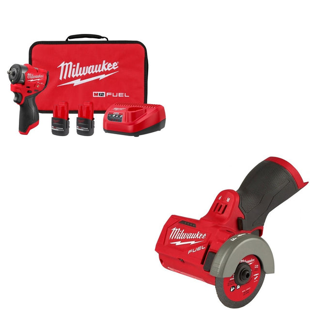 Milwaukee 3049-22 M12 FUEL 3/8" Subcompact Impact Wrench W/ FREE 2522-20 Cut Off Tool