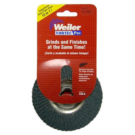 Weiler 30824 4" Vortec Pro Abrasive Flap Disc, Aluminum Backing, 80Z, 5/8"-11 A.H.