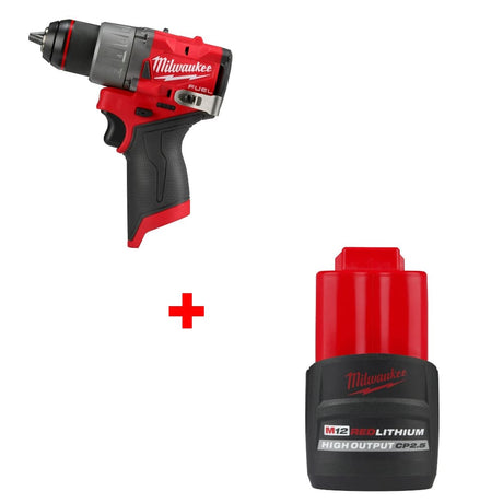 Milwaukee 3403-20 M12 FUEL 1/2" Drill/Driver w/ 48-11-2425 M12 Battery Pack