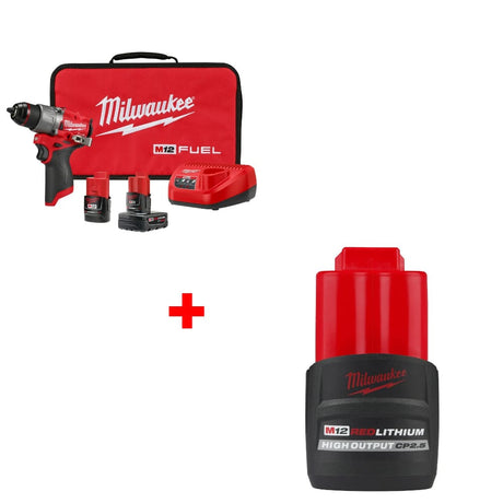 Milwaukee 3404-22 M12 FUEL Drill/Driver Kit w/ 48-11-2425 M12 Battery Pack