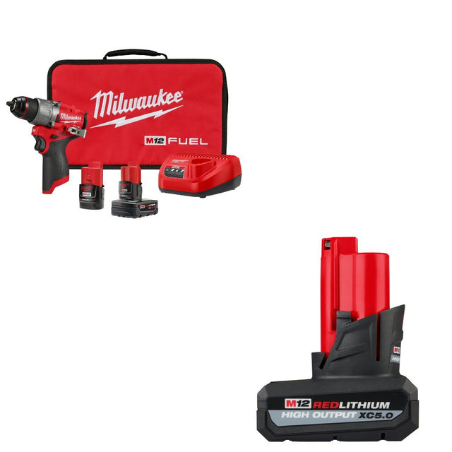 Milwaukee 3404-22 M12 FUEL 1/2" Drill/Driver Kit W/ 48-11-2450 M12 Battery Pack
