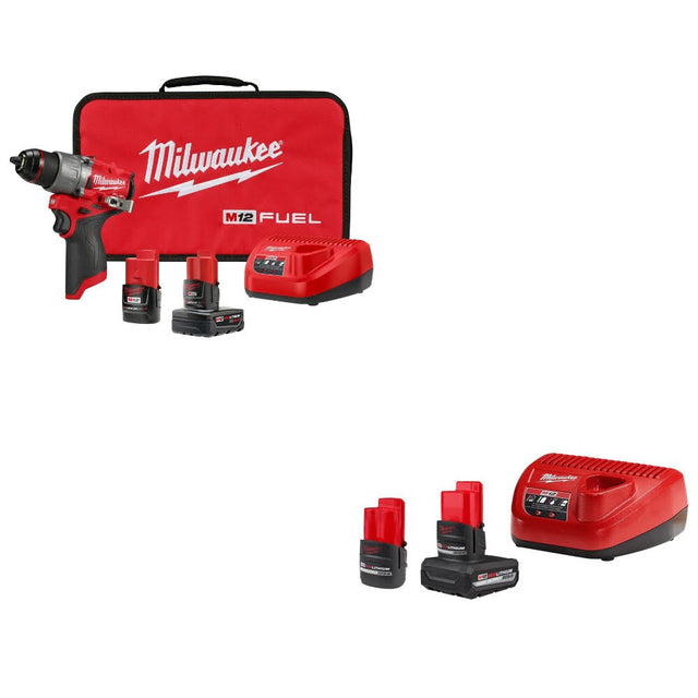 Milwaukee 3404-22 M12 FUEL 1/2" Drill/Driver Kit W/ 48-59-2452S M12 Starter Kit