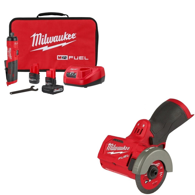 Milwaukee 3486-22 M12 FUEL 1/4" Straight Die Grinder W/ FREE 2522-20 Cut Off Tool
