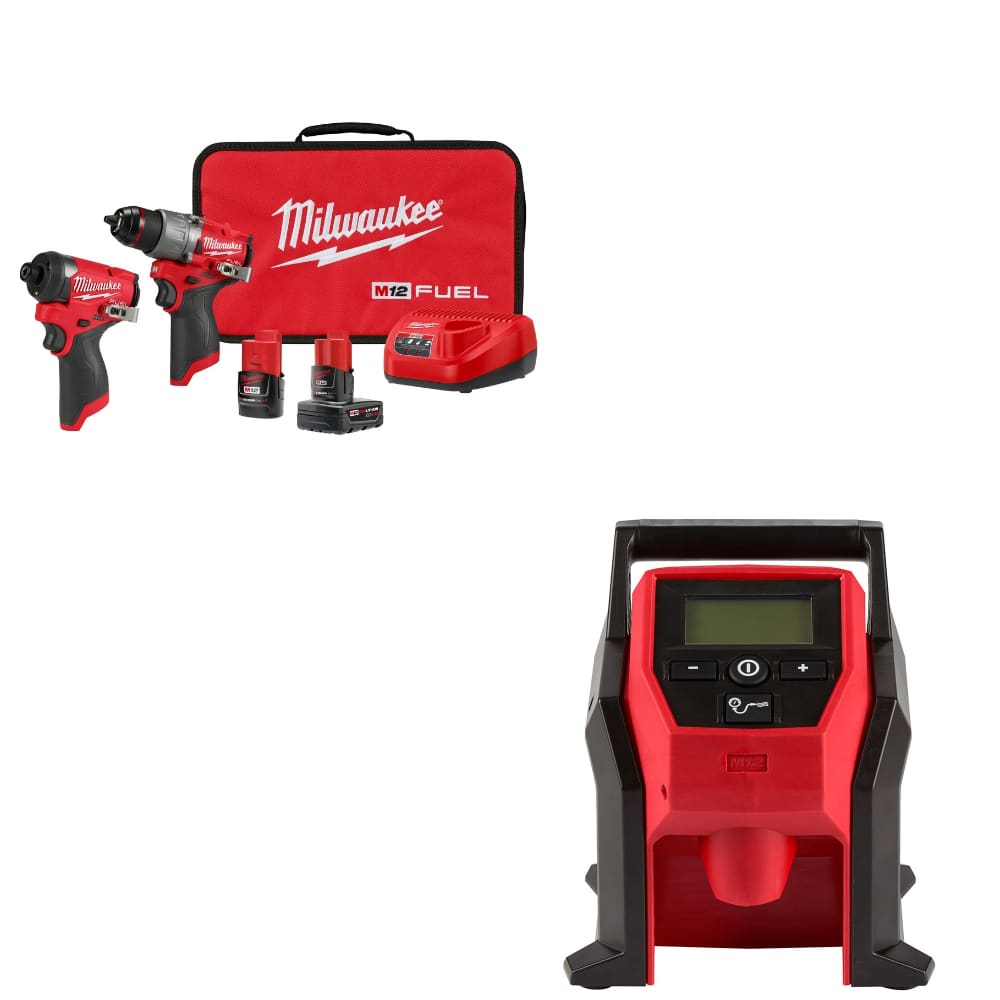 Milwaukee 3497-22 M12 FUEL 2-Tool Combo Kit w/ 2475-20 M12 Compact Inflator