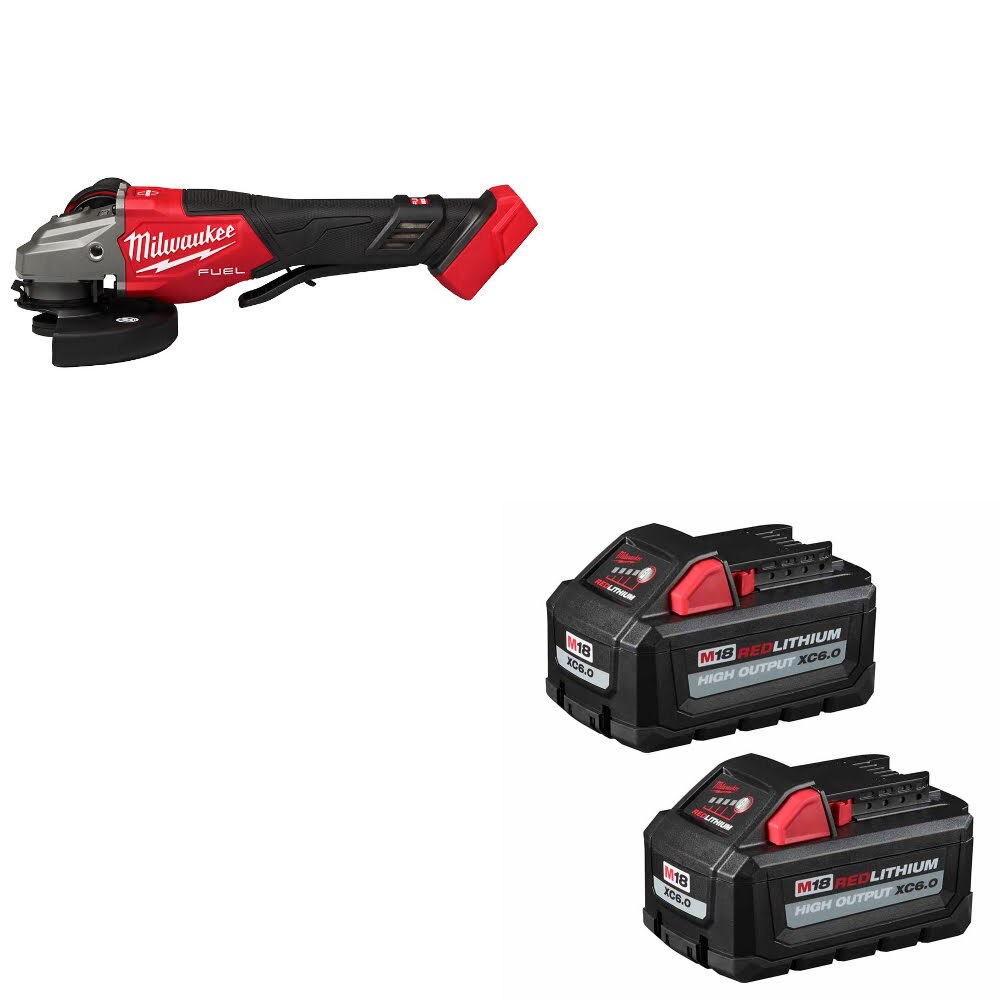 Milwaukee 3670-20 M18 FUEL 4-1/2"-6" Grinder W/ 48-11-1862 M18 18V Battery, 2Pk