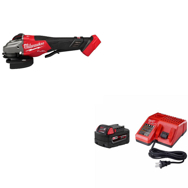 Milwaukee 3670-20 M18 FUEL 4-1/2"-6" Grinder W/ 48-59-1850 M18 XC5.0 Starter Kit