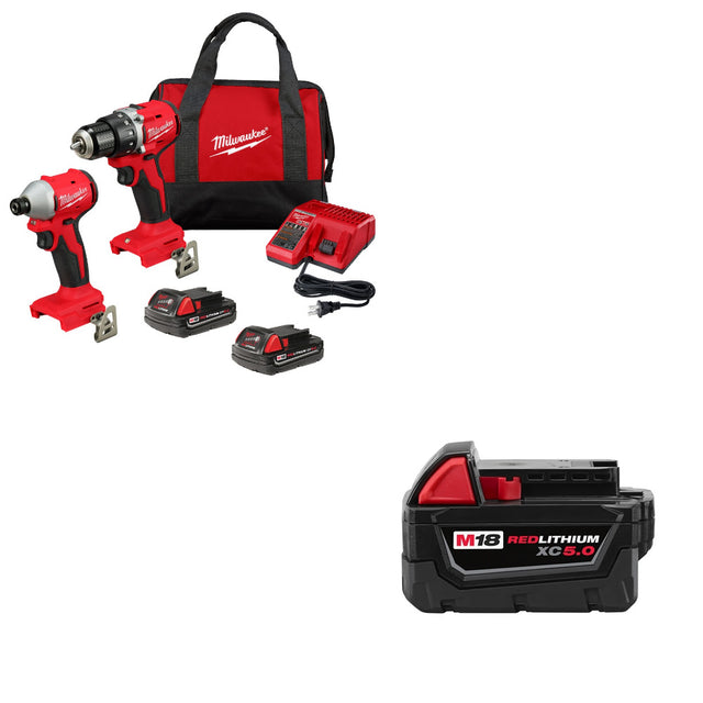 Milwaukee 3692-22CT M18 2-Tool Combo Kit W/ FREE 48-11-1850 M18 Battery Pack