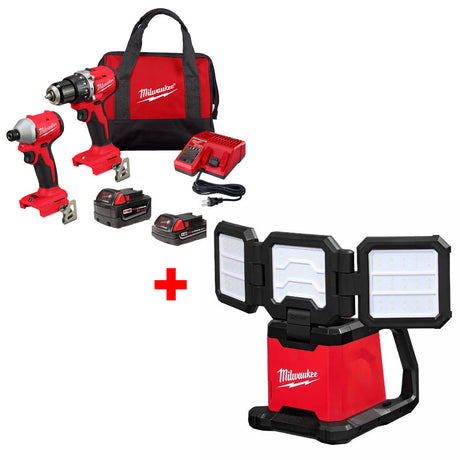 Milwaukee 3693-22CX M18 2-Tool Combo Kit W/ FREE 2368-20 M18 Flood & Area Light