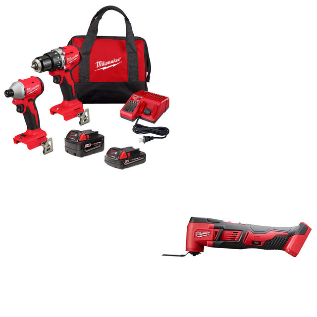 Milwaukee 3693-22CX M18 2-Tool Combo Kit W/ FREE 2626-20 M18 Multi-Tool, Bare