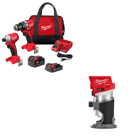 Milwaukee 3693-22CX M18 2-Tool Combo Kit W/ FREE 2723-20 M18 FUEL Router, Bare