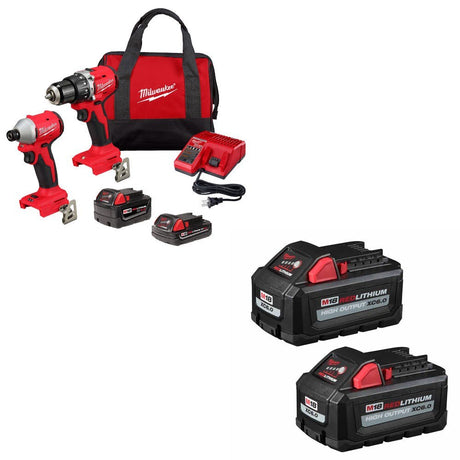 Milwaukee 3693-22CX M18 2-Tool Combo Kit W/ 48-11-1862 M18 18V Battery, 2 Pack
