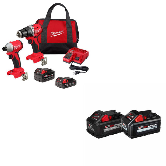 Milwaukee 3693-22CX M18 2-Tool Combo Kit W/ 48-11-1868 M18 18V Battery, 2Pk