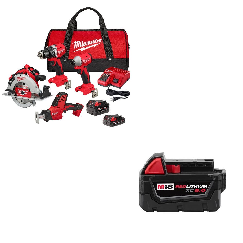 Milwaukee 3693-24CX Combo Kit W/ FREE 48-11-1850 Battery Pack