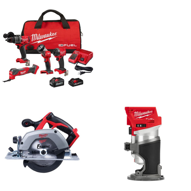 Milwaukee 3698-24MT M18 4-Tool Combo Kit W/ FREE 2630-20 M18 Circ Saw & Router